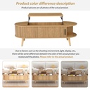 Lift-Up Oval Coffee Table with Hidden Storage and Height-Adjustable Top, 120L x 50W x 39.5H cm, Wood - Photo 5