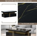 Modern Coffee Table with PVC Pattern Top and 2 Wooden Drawers, Black - Photo 5