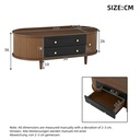 Living Room Coffee Table with 2 Drawers and Roll-Up Door, 100L x 50W x 36H cm, Walnut - Photo 3
