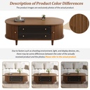 Living Room Coffee Table with 2 Drawers and Roll-Up Door, 100L x 50W x 36H cm, Walnut - Photo 4