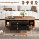 Living Room Coffee Table with 2 Drawers and Roll-Up Door, 100L x 50W x 36H cm, Walnut - Photo 5