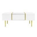 White High-Gloss Coffee Table with 2 Drawers, White - Photo 2