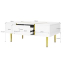 White High-Gloss Coffee Table with 2 Drawers, White - Photo 3