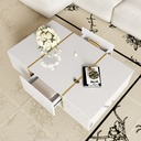 White High-Gloss Coffee Table with 2 Drawers, White - Photo 4