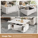 Lift-Up Coffee Table With 2 Doors, White - Photo 6