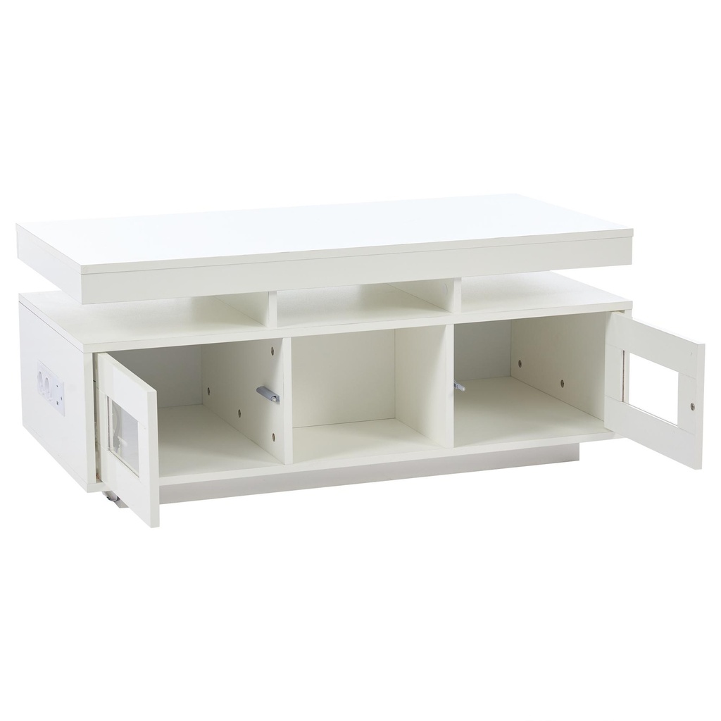 Modern Coffee Table with App-Controlled LED and USB Port, 100L x 50W x 43H cm, White - Photo 2