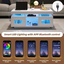 Modern Coffee Table with App-Controlled LED and USB Port, 100L x 50W x 43H cm, White - Photo 4