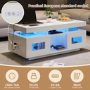 Modern Coffee Table with App-Controlled LED and USB Port, 100L x 50W x 43H cm, White - Photo 6
