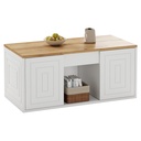 Height-Adjustable Coffee Table with Hydraulic Lift and Divided Shelves, 95L x 46W x 45H cm, White - Photo 2