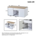 Height-Adjustable Coffee Table with Hydraulic Lift and Divided Shelves, 95L x 46W x 45H cm, White - Photo 3