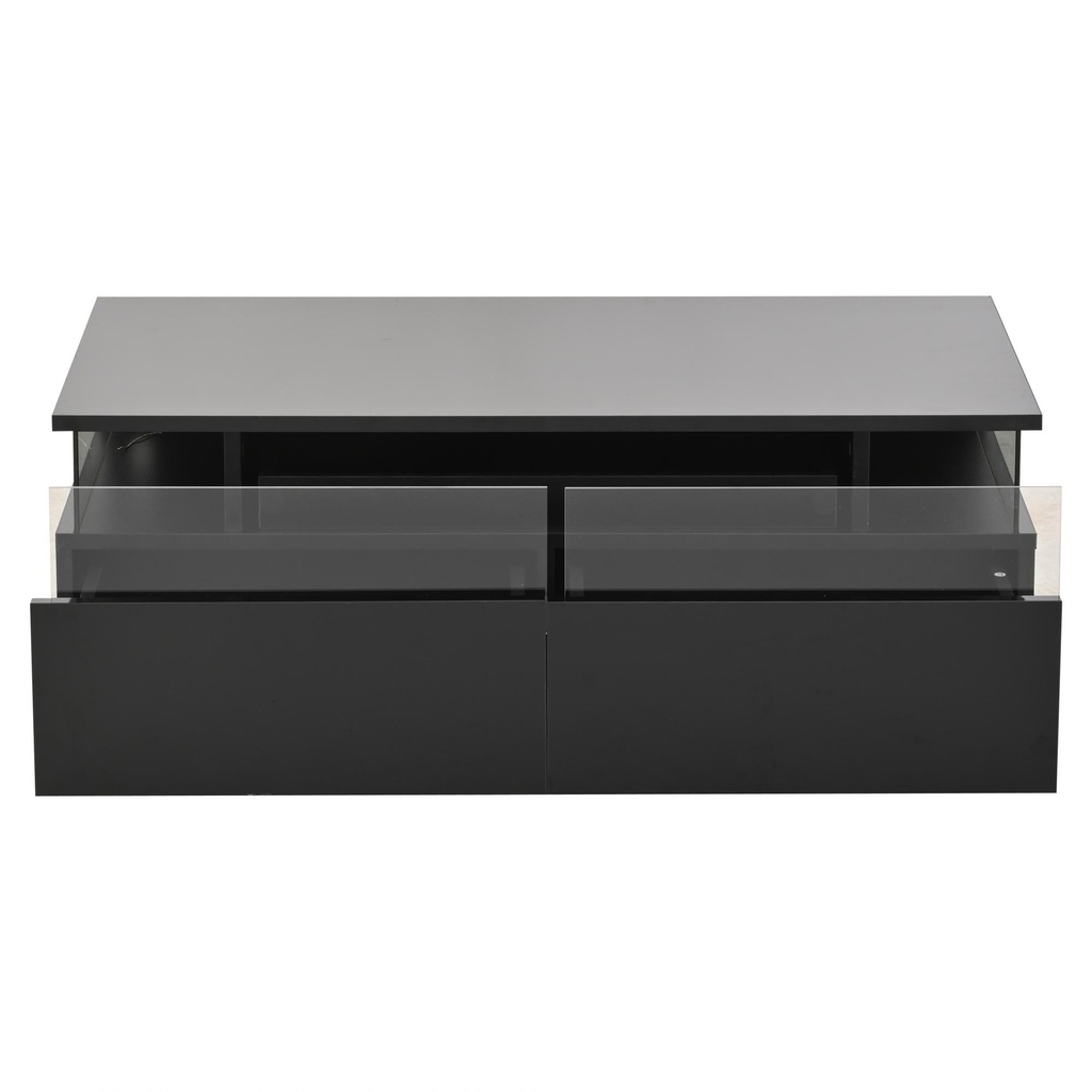 High-Gloss 3-Tier Coffee Table with Removable Tray, 90L x 45W x 35.5H cm, Black - Photo 2