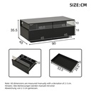 High-Gloss 3-Tier Coffee Table with Removable Tray, 90L x 45W x 35.5H cm, Black - Photo 3