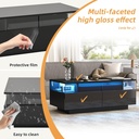 High-Gloss 3-Tier Coffee Table with Removable Tray, 90L x 45W x 35.5H cm, Black - Photo 4