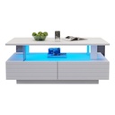 Sleek LED Coffee Table with App-Controlled Lighting, 100L x 50W x 42.5H cm, White - Photo 2