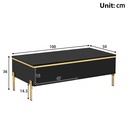 Spacious Coffee Table with 2 Hidden Drawers, 100L x 50W x 36H cm, Black - Photo 3