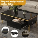 Spacious Coffee Table with 2 Hidden Drawers, 100L x 50W x 36H cm, Black - Photo 5