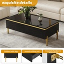 Spacious Coffee Table with 2 Hidden Drawers, 100L x 50W x 36H cm, Black - Photo 6