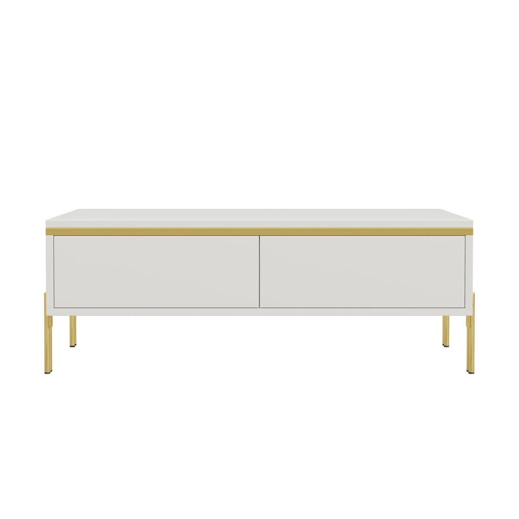 Spacious Coffee Table with 2 Hidden Drawers, 100L x 50W x 36H cm, White - Photo 2