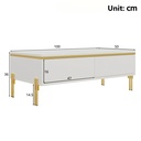 Spacious Coffee Table with 2 Hidden Drawers, 100L x 50W x 36H cm, White - Photo 3