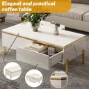 Spacious Coffee Table with 2 Hidden Drawers, 100L x 50W x 36H cm, White - Photo 5