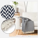 Chevron - Recycled Cotton Throw in Navy - Image 2