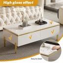 Spacious Coffee Table with 2 Hidden Drawers, 100L x 50W x 36H cm, White - Photo 6