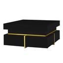 High-Gloss Coffee Table with Gold Accents, Black - Photo 2