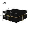 High-Gloss Coffee Table with Gold Accents, Black - Photo 3