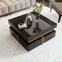 High-Gloss Coffee Table with Gold Accents, Black - Photo 4