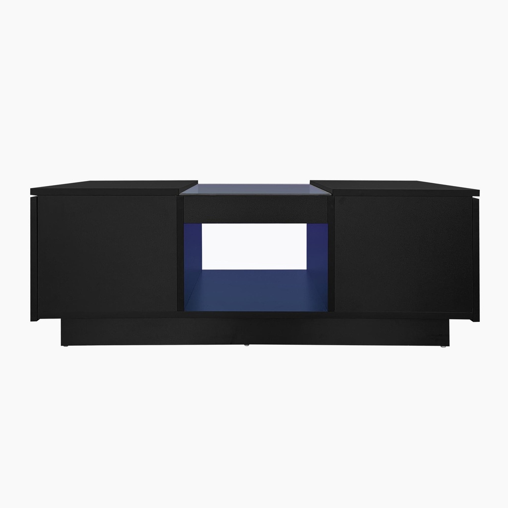 Modern 2-Tier Design LED Coffee Table with Storage, Black - Photo 2