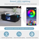 Modern 2-Tier Design LED Coffee Table with Storage, Black - Photo 6