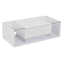 High-Gloss Coffee Table with a Drawer and Semi-Open Storage, 100L x 50W x 31H cm, White - Photo 2