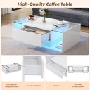 High-Gloss Coffee Table with a Drawer and Semi-Open Storage, 100L x 50W x 31H cm, White - Photo 4