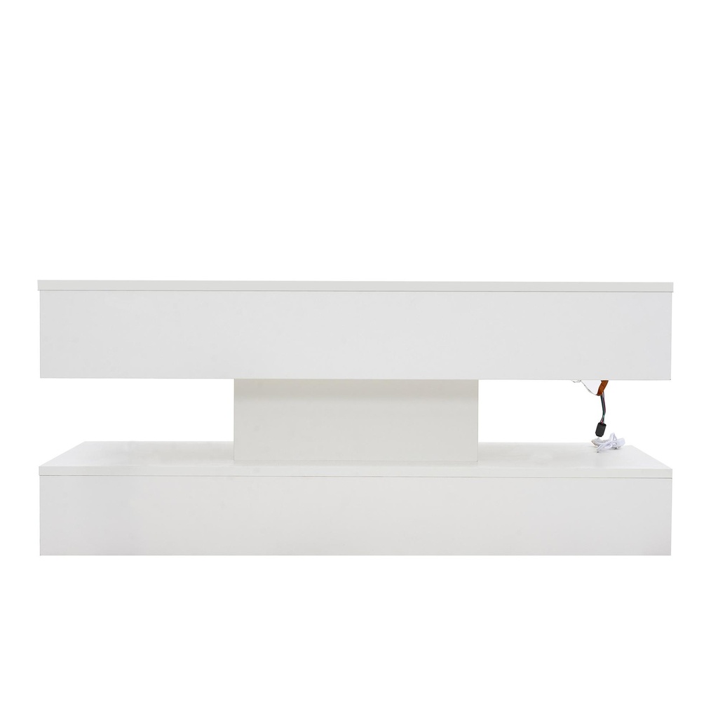 Modern Coffee Table with Bluetooth-Controlled LED Lighting, 100L x 50W x 42H cm, White - Photo 2