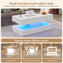 Modern Coffee Table with Bluetooth-Controlled LED Lighting, 100L x 50W x 42H cm, White - Photo 6
