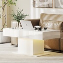 HOMCOM Extendable Coffee Table Storage LED High Gloss White - Photo 2