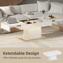 HOMCOM Extendable Coffee Table Storage LED High Gloss White - Photo 4