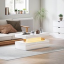 HOMCOM LED Coffee Table with Storage High Gloss White - Photo 2