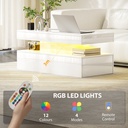 HOMCOM LED Coffee Table with Storage High Gloss White - Photo 4