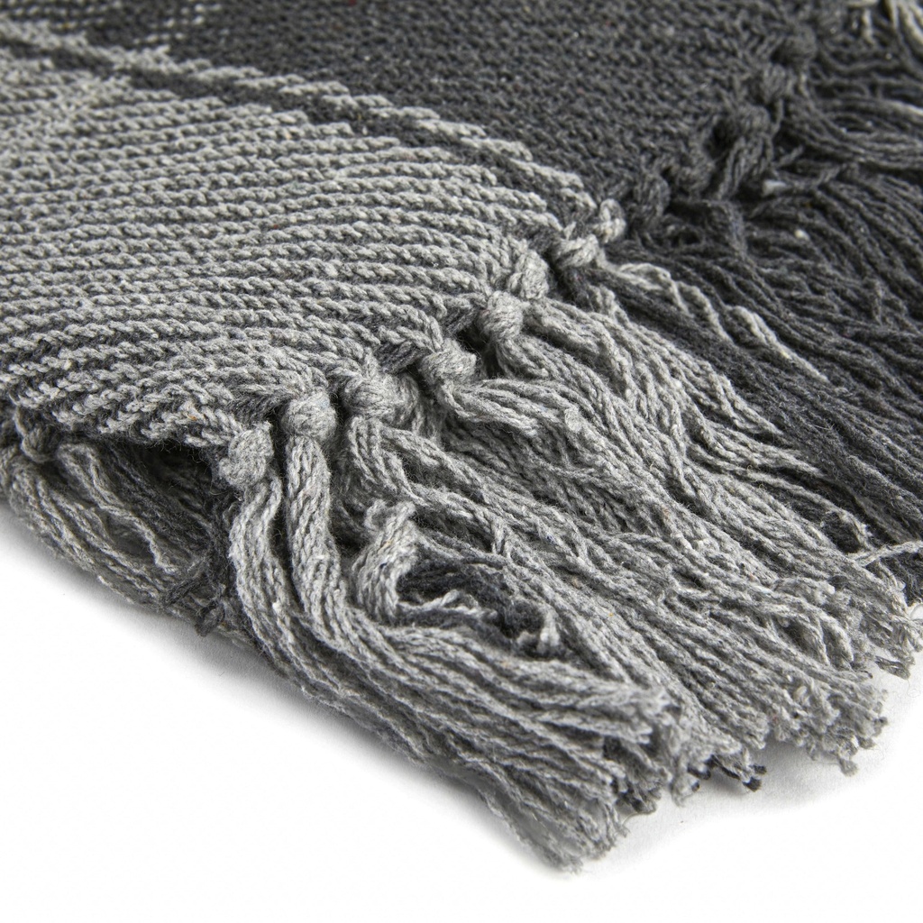 Comfy Check - Recycled Cotton Throw in Charcoal - Image 2