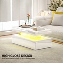 HOMCOM LED Coffee Table with Storage High Gloss White - Photo 6