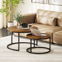 HOMCOM Wood-Effect Stacking Tables Set Rustic Brown - Photo 2