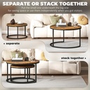 HOMCOM Wood-Effect Stacking Tables Set Rustic Brown - Photo 5