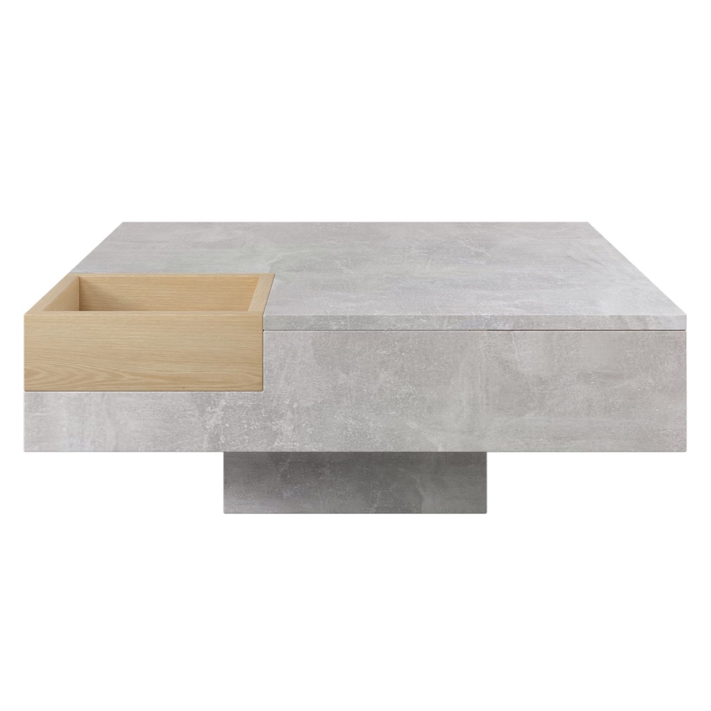 Modern Marble Design Coffee Table with Storage Box, Grey - Photo 2