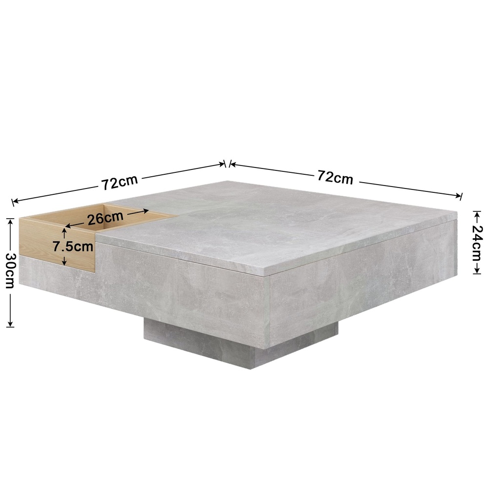 Modern Marble Design Coffee Table with Storage Box, Grey - Photo 3