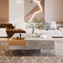 Modern Marble Design Coffee Table with Storage Box, Grey - Photo 4