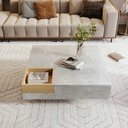 Modern Marble Design Coffee Table with Storage Box, Grey - Photo 5