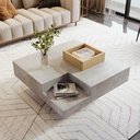 Modern Marble Design Coffee Table with Storage Box, Grey - Photo 6