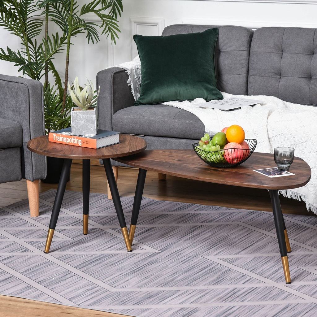 HOMCOM Nesting Coffee Table Set of 2 Vintage Triangle - Photo 2