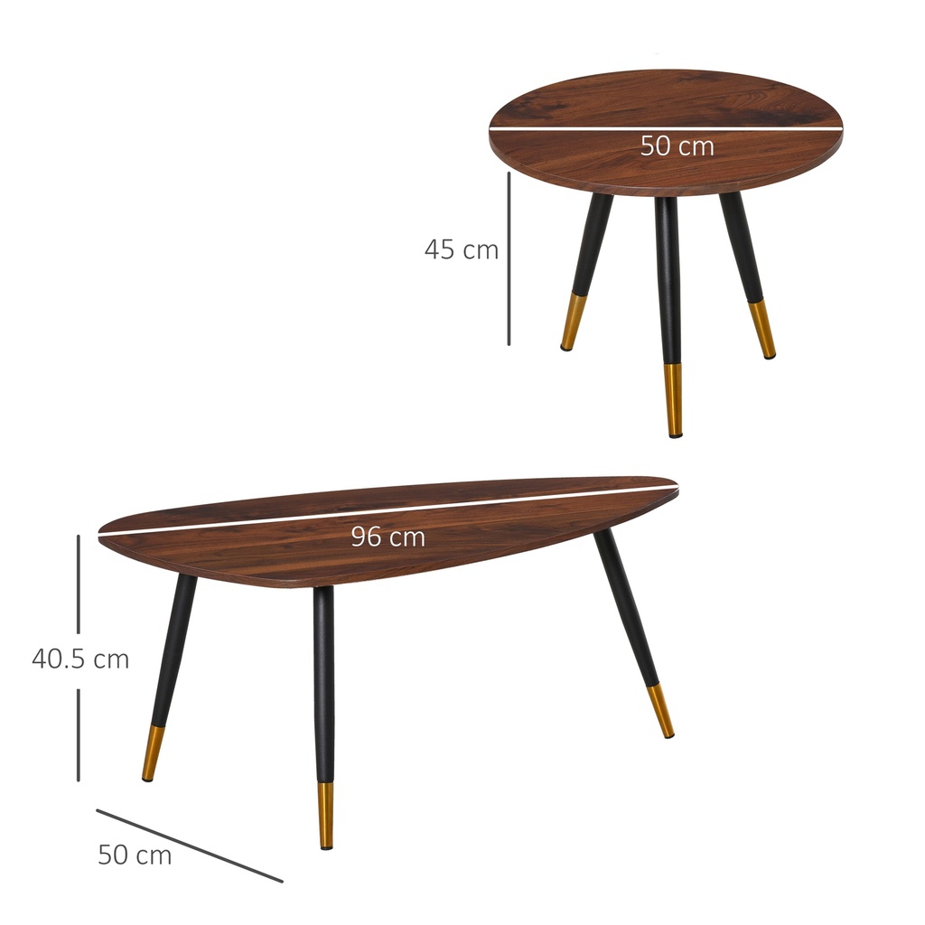 HOMCOM Nesting Coffee Table Set of 2 Vintage Triangle - Photo 3